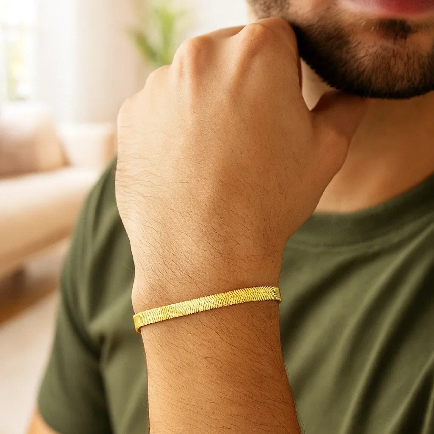 14K Yellow Gold Super Flex Herringbone Bracelet 4.60mm | Bold Solid Gold