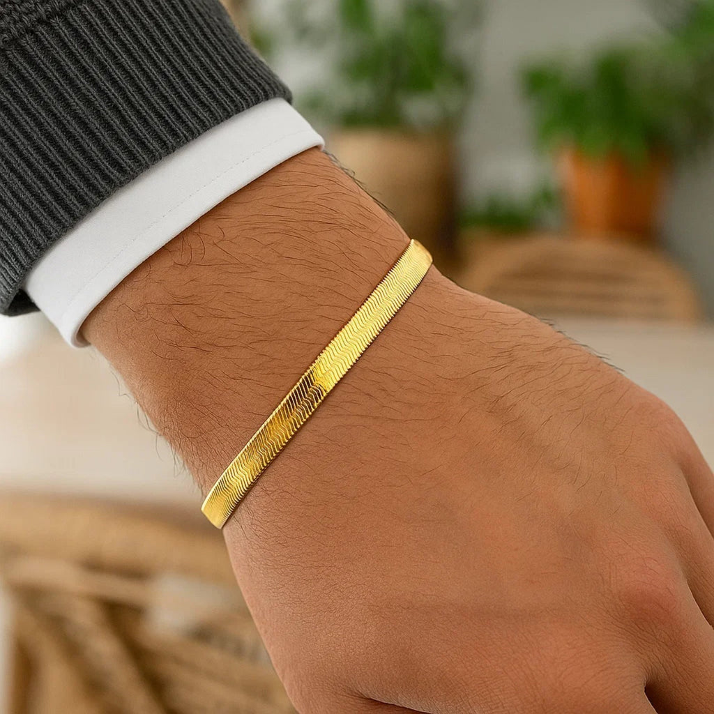 14K Yellow Gold Super Flex Herringbone Bracelet 4.60mm | Bold Solid Gold