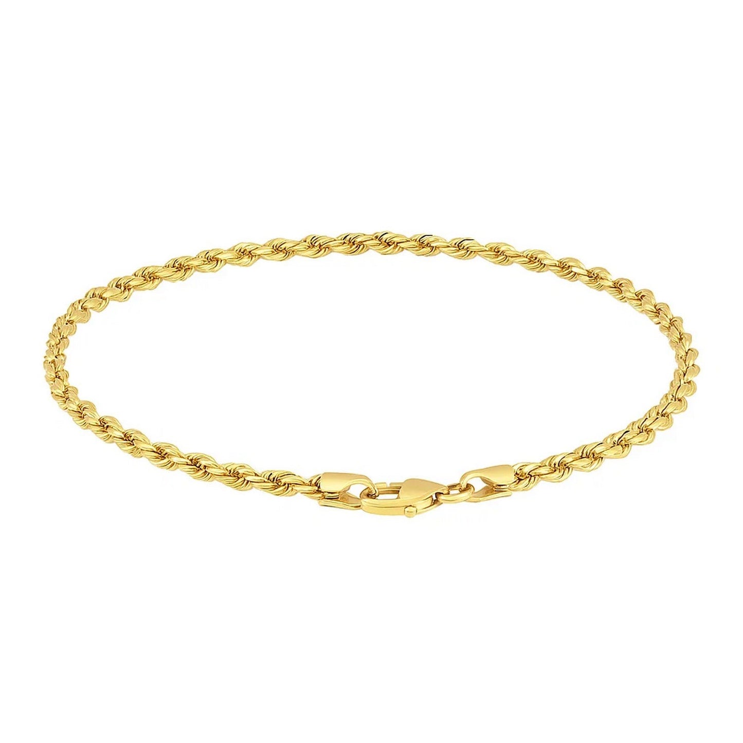 14K Yellow Gold Solid Diamond Cut Rope Bracelet (3.00mm)