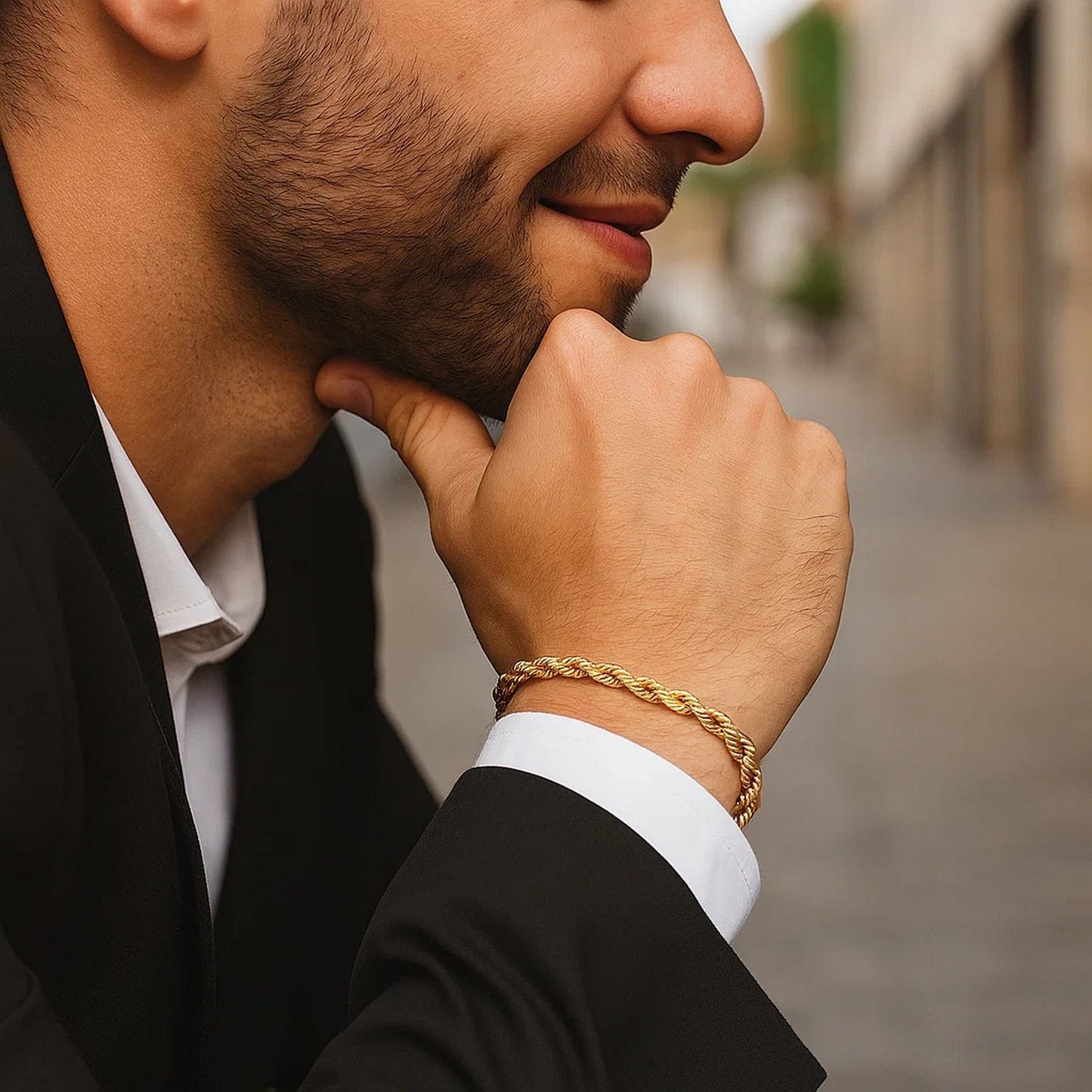 14K Yellow Gold Solid Diamond Cut Rope Bracelet (3.00mm)