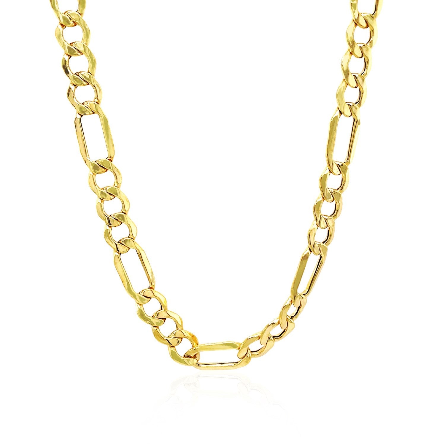 14K Yellow Gold Lite Figaro Chain – 6.60mm, Solid Gold