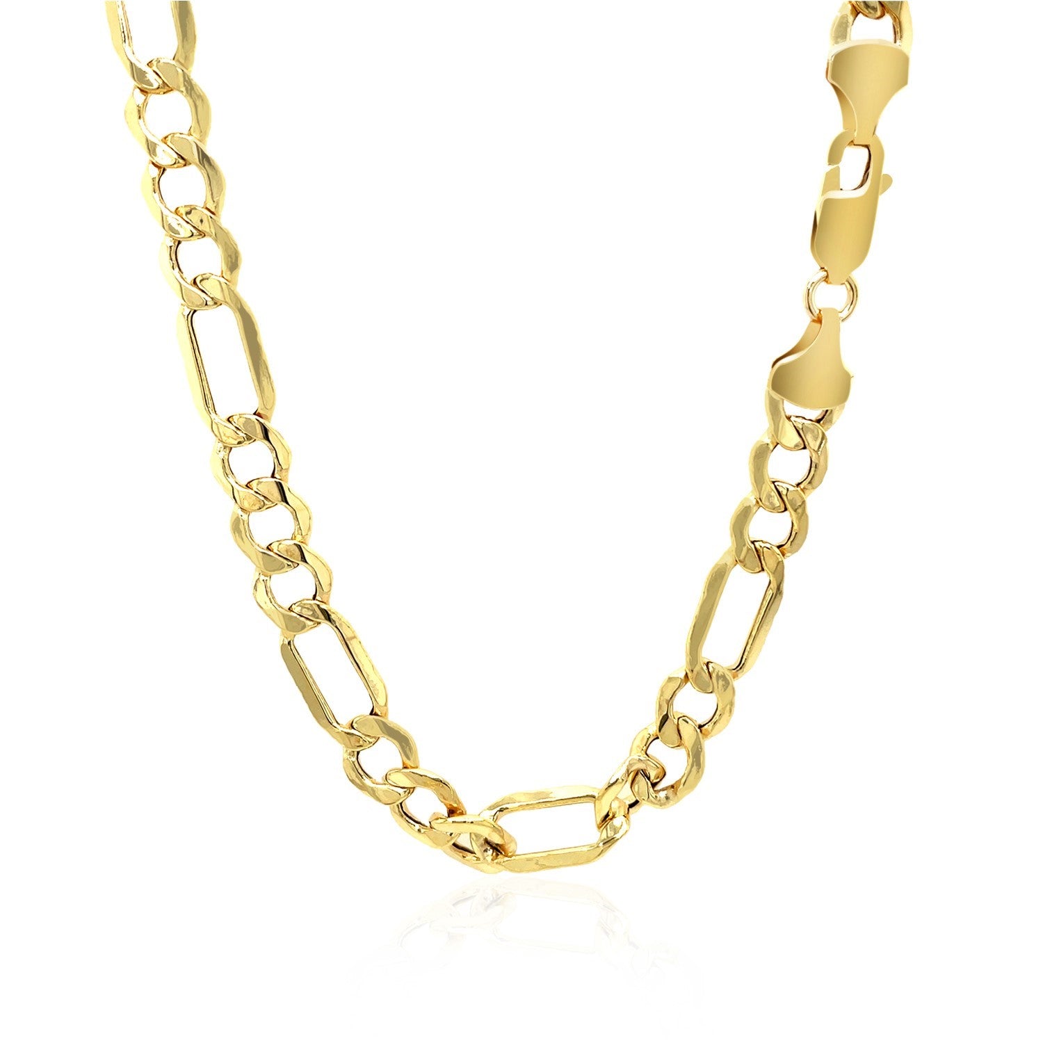 14K Yellow Gold Lite Figaro Chain – 6.60mm, Solid Gold