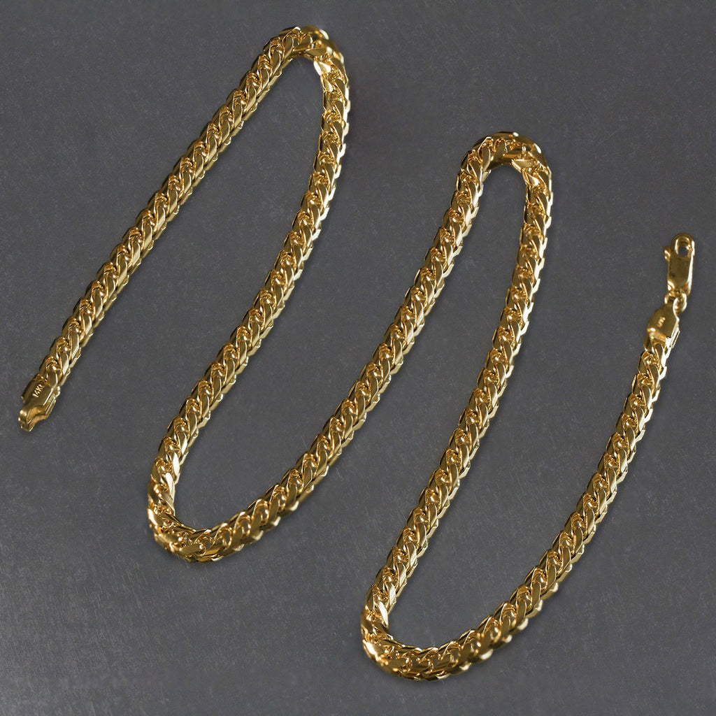 14K Yellow Gold Lite Figaro Chain – 6.60mm, Solid Gold