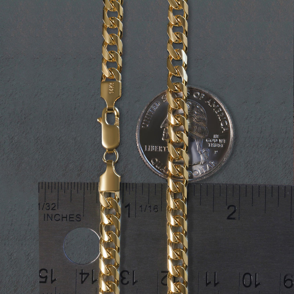 14K Yellow Gold Lite Figaro Chain – 6.60mm, Solid Gold
