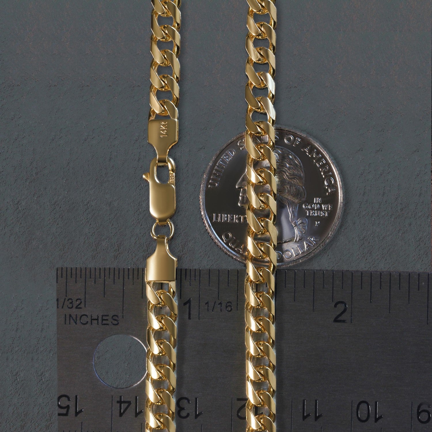 14K Yellow Gold Lite Figaro Chain – 6.60mm, Solid Gold