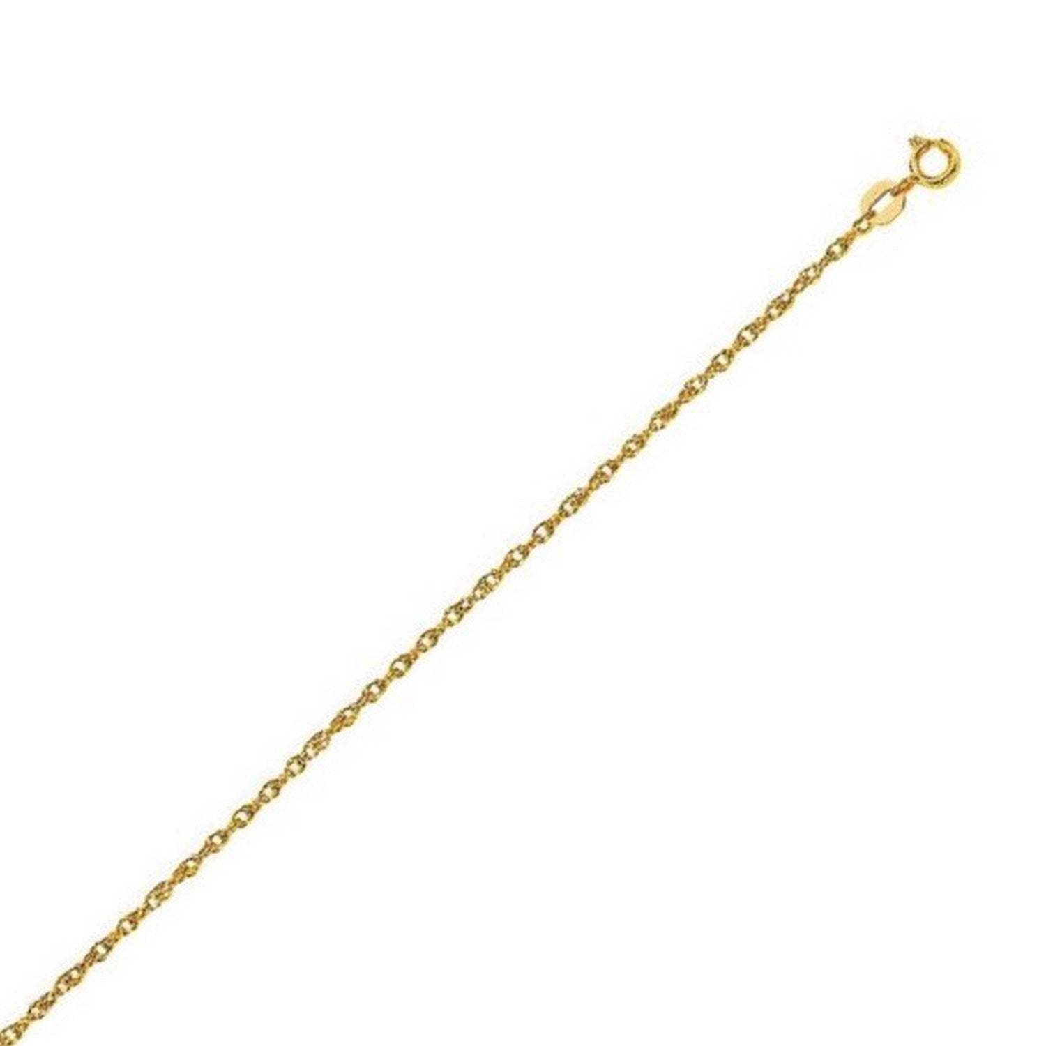 14K Yellow Gold Machine Rope Chain Necklace (1.20mm)