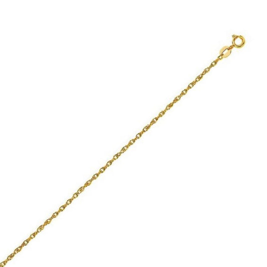 14K Yellow Gold Machine Rope Chain Necklace (1.20mm)