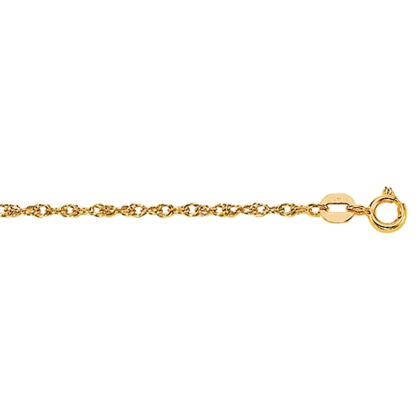 14K Yellow Gold Machine Rope Chain Necklace (1.20mm)