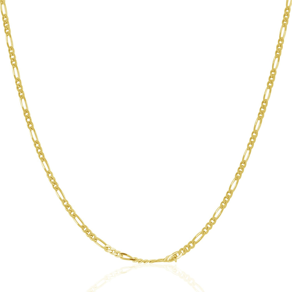 14K Yellow Gold Solid Figaro Chain – 1.90mm, Solid Gold