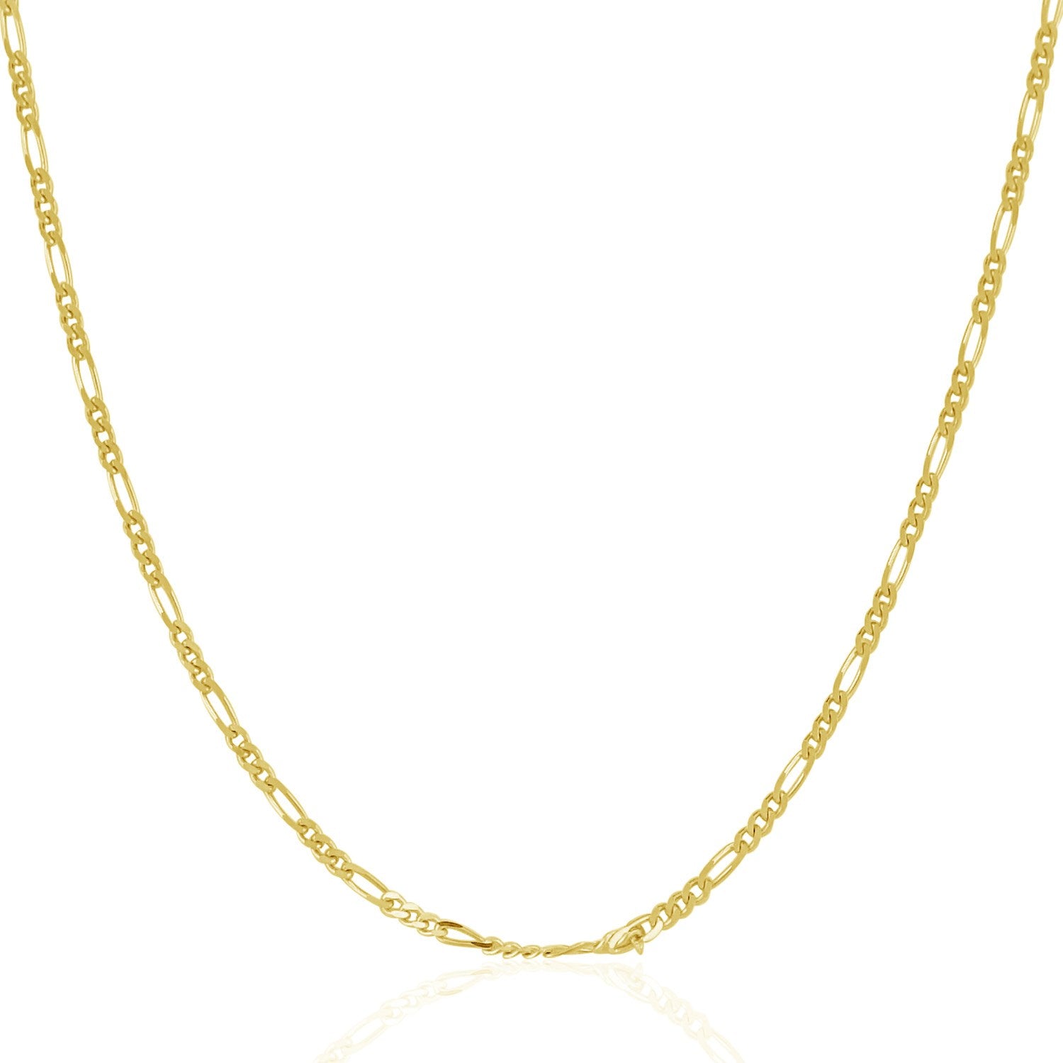 14K Yellow Gold Solid Figaro Chain – 1.90mm, Solid Gold