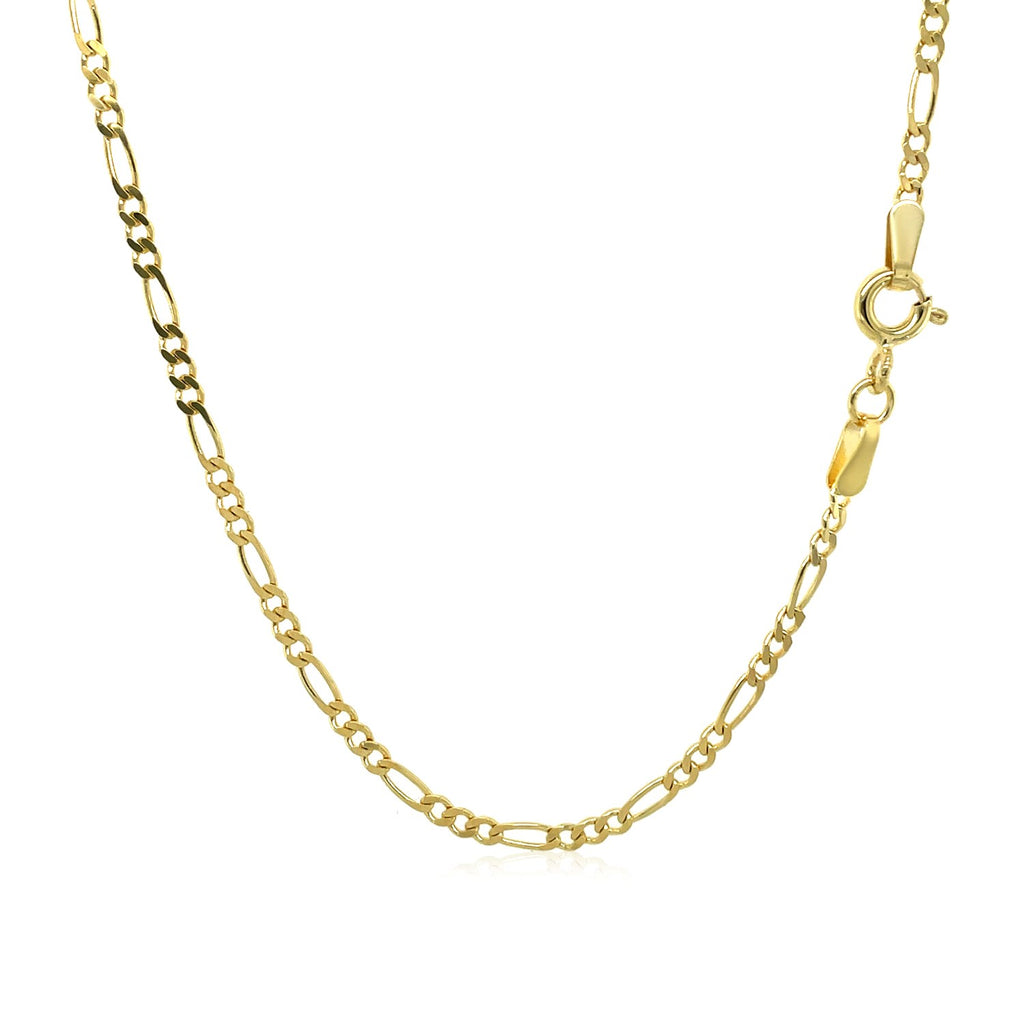 14K Yellow Gold Solid Figaro Chain – 1.90mm, Solid Gold