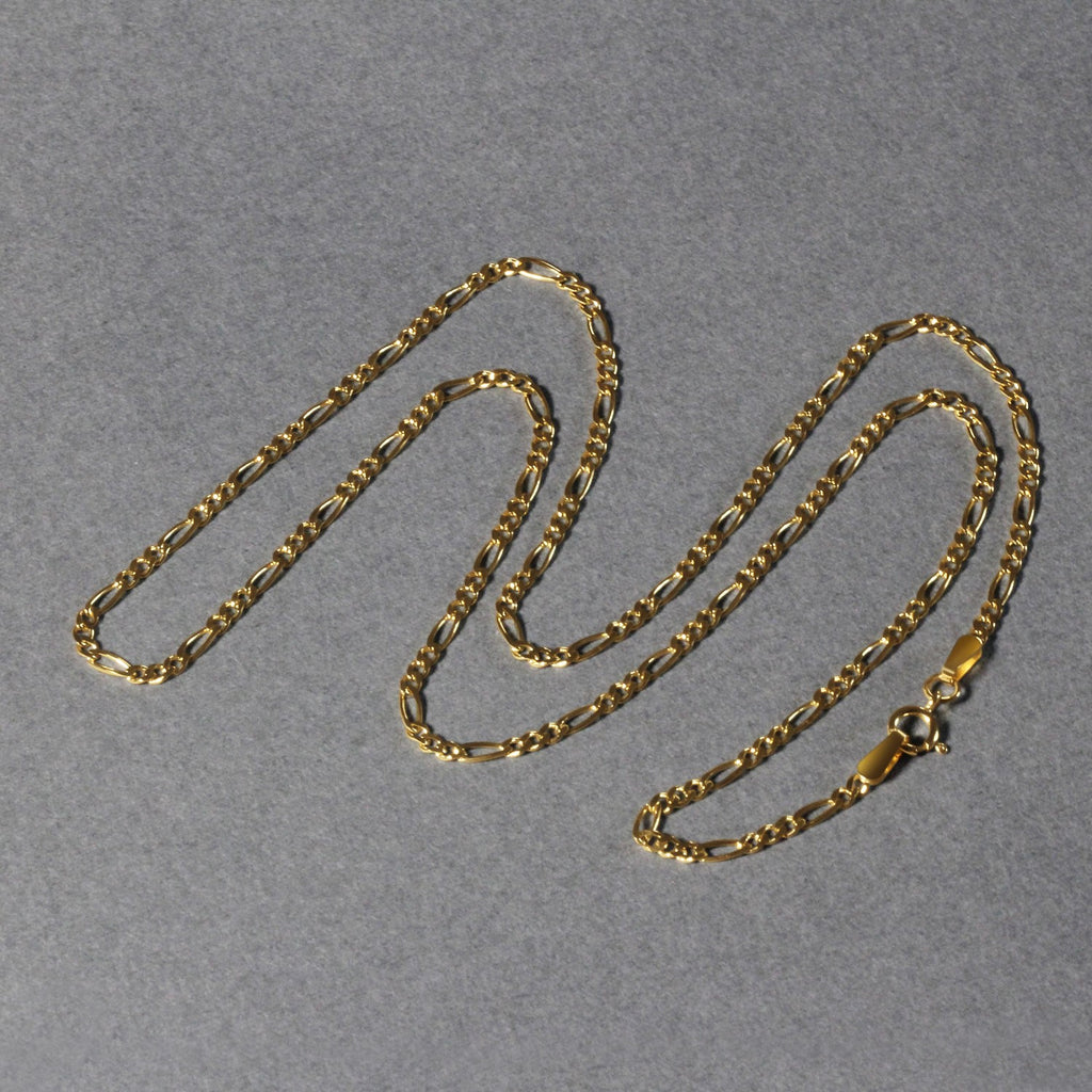 14K Yellow Gold Solid Figaro Chain – 1.90mm, Solid Gold
