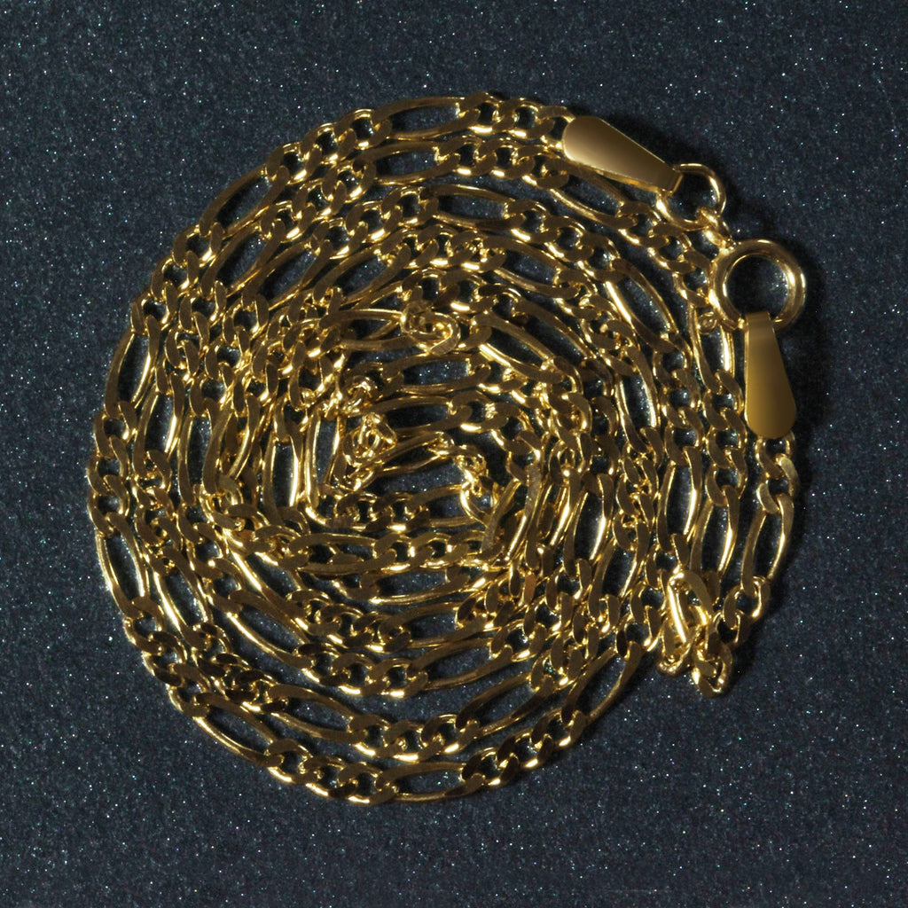 14K Yellow Gold Solid Figaro Chain – 1.90mm, Solid Gold