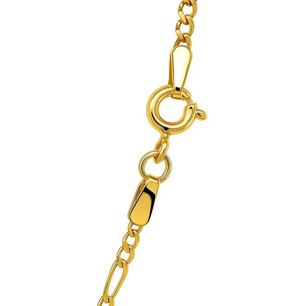 14K Yellow Gold Solid Figaro Chain – 1.90mm, Solid Gold