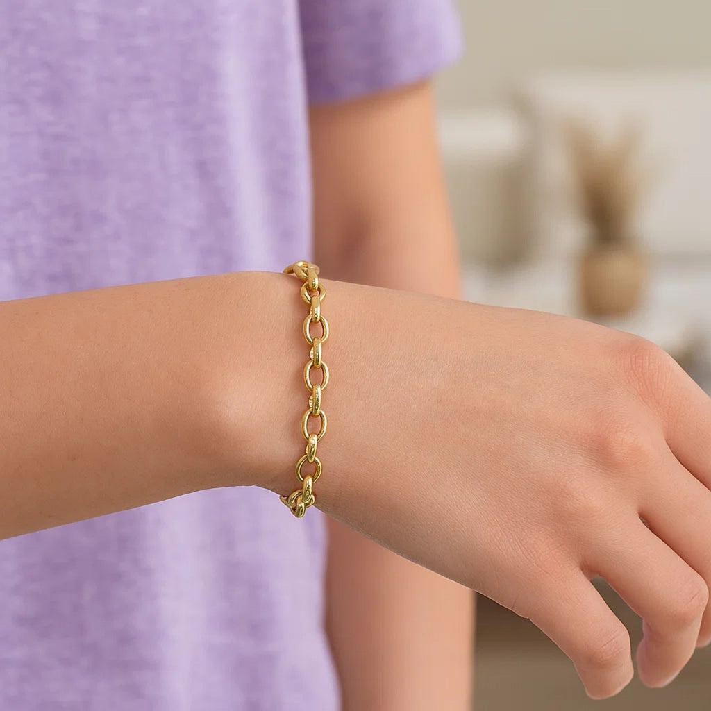 14K Yellow Gold Oval Rolo Bracelet (4.60mm)
