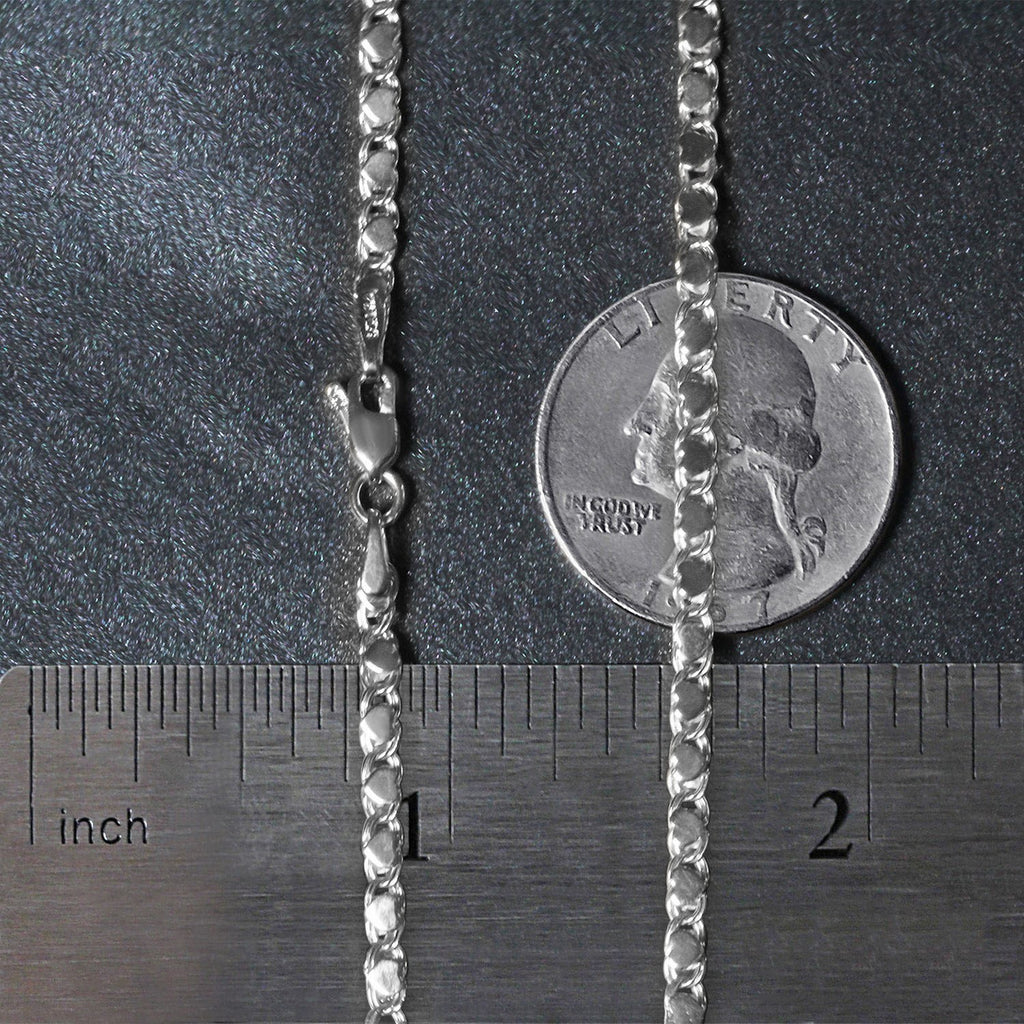 14k White Gold Heart Chain (3.00 mm)