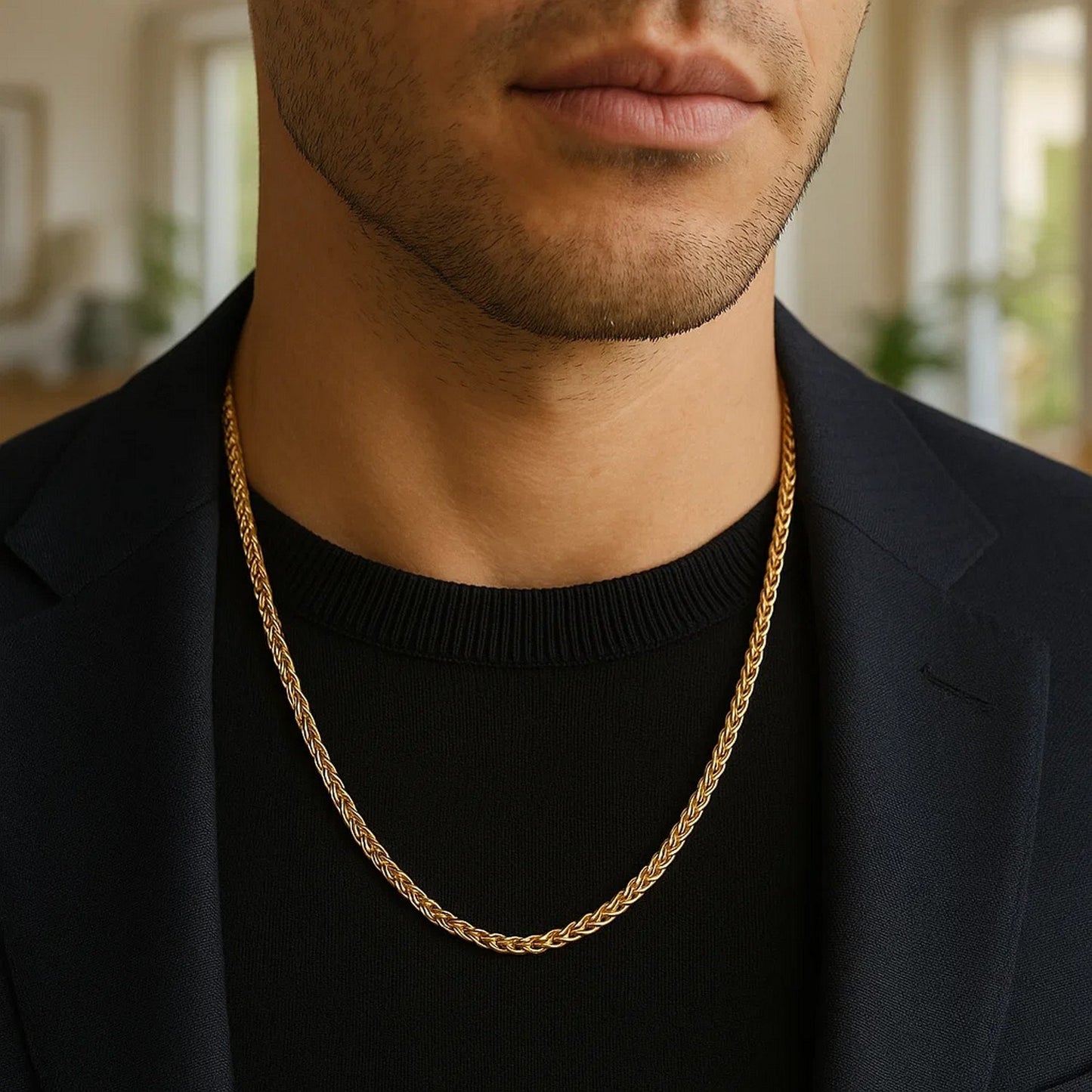14K Yellow Gold Lightweight Wheat Chain Necklace (3.20 mm)