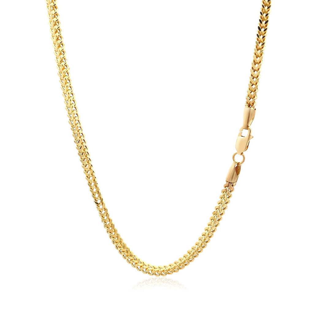 14K Yellow Gold Lightweight Wheat Chain – 3.20mm, Solid Gold
