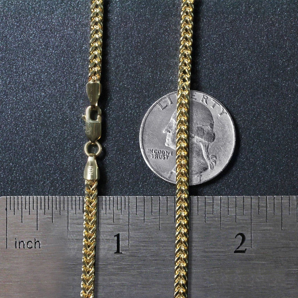 14K Yellow Gold Lightweight Wheat Chain – 3.20mm, Solid Gold