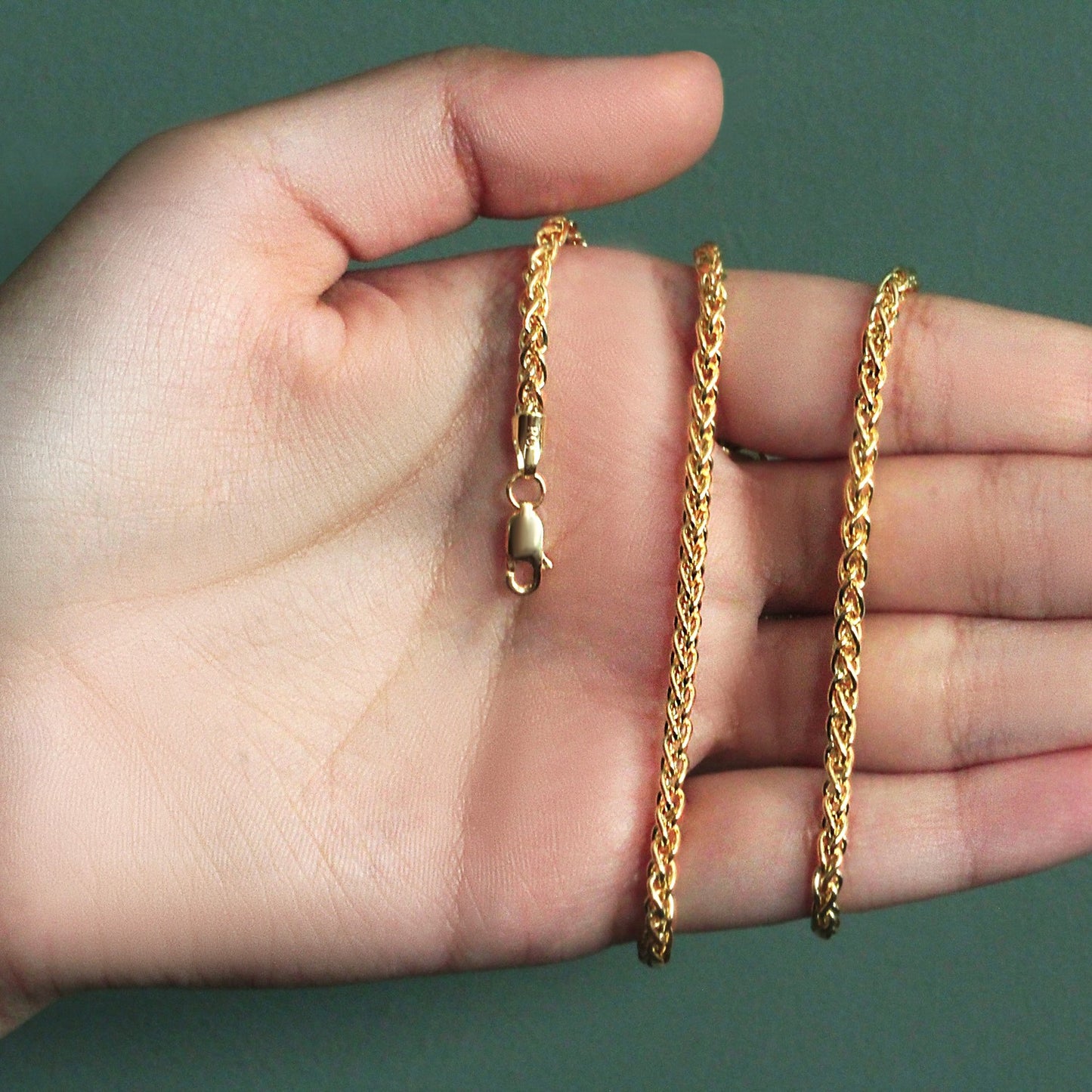14K Yellow Gold Lightweight Wheat Chain Necklace (3.20 mm)