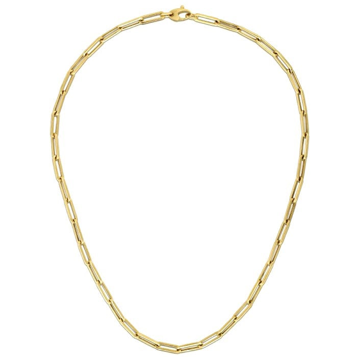 10K Yellow Gold Lite Paperclip Chain 4.20mm | Solid Gold, Lobster Clasp