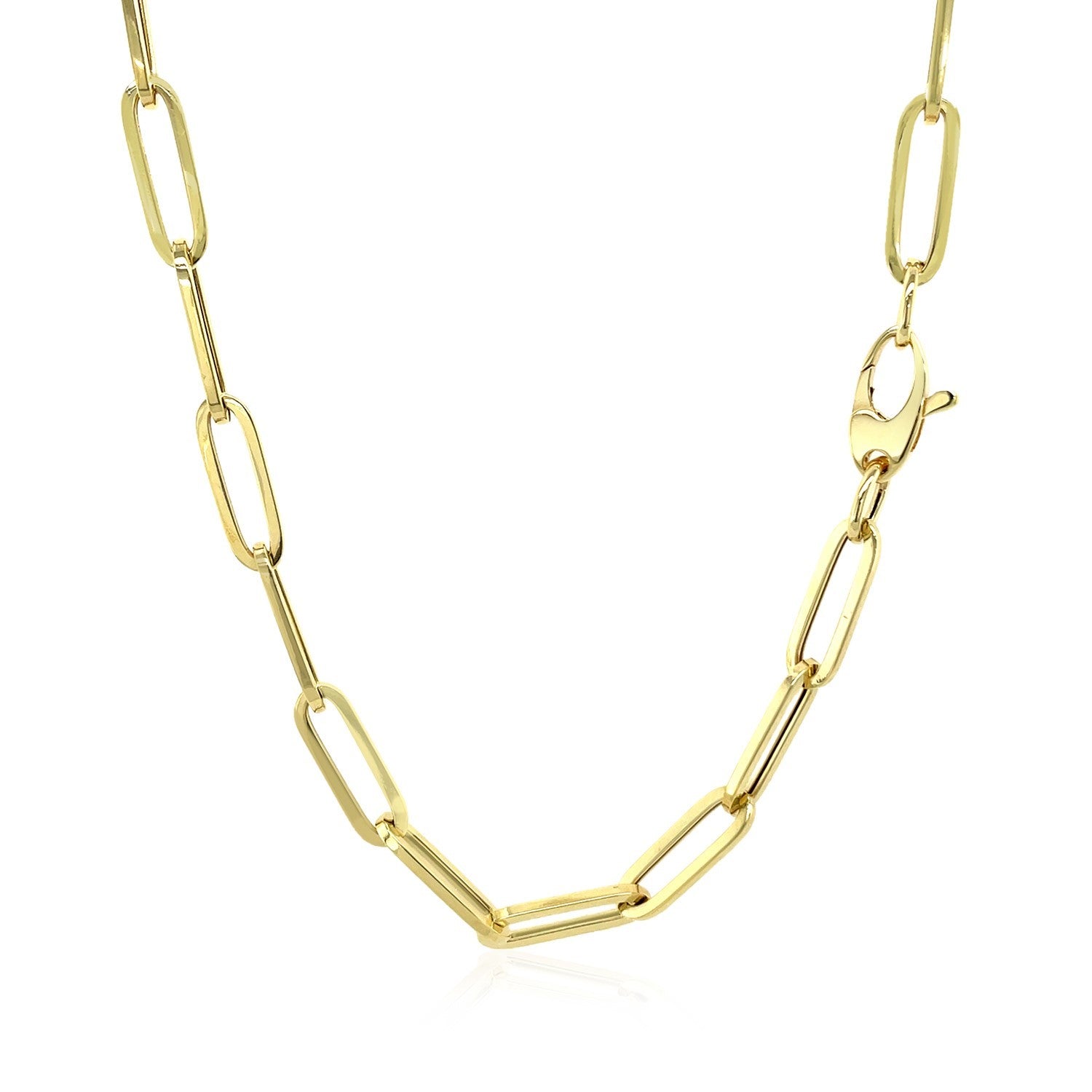 10K Yellow Gold Lite Paperclip Chain 4.20mm | Solid Gold, Lobster Clasp