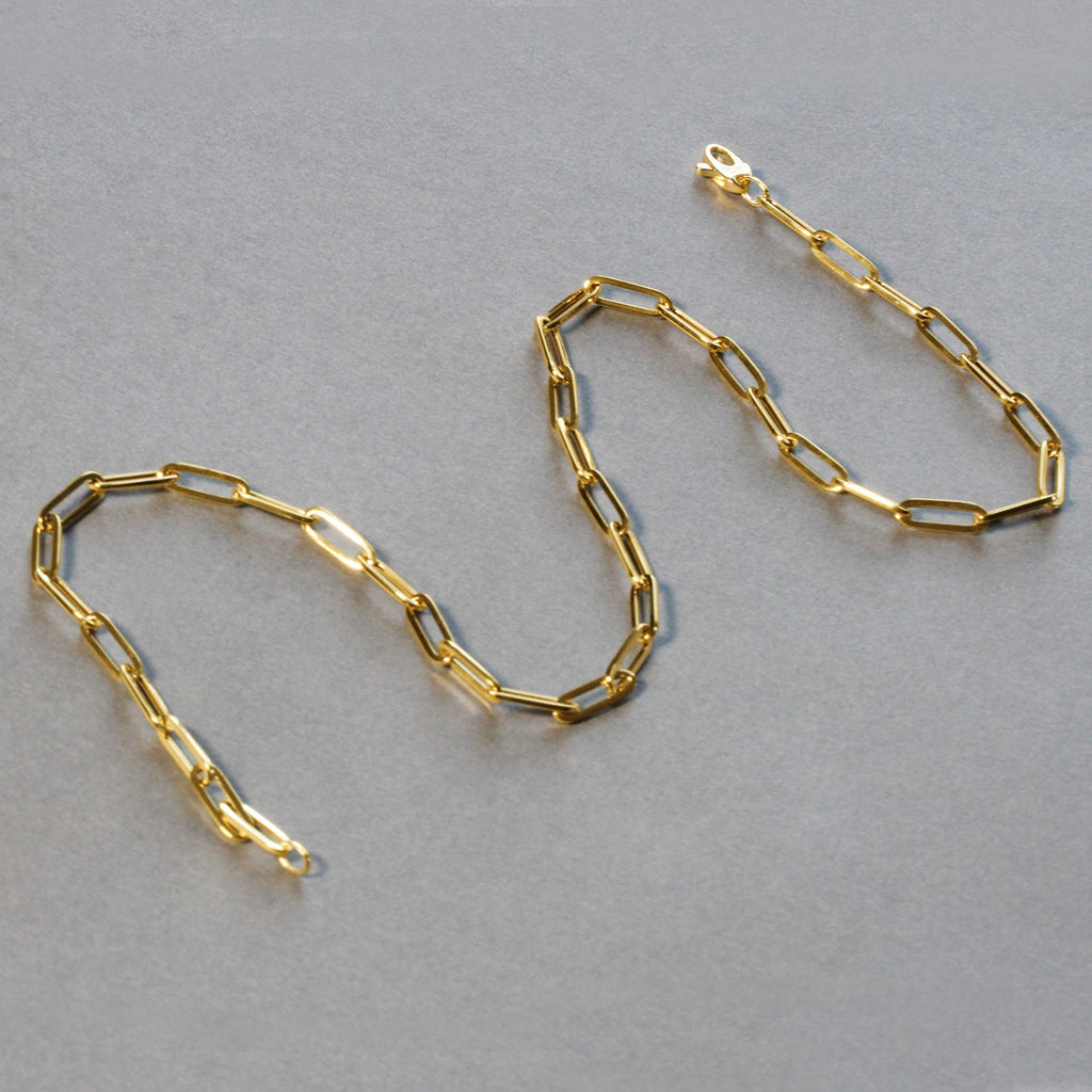 10K Yellow Gold Lite Paperclip Chain 4.20mm | Solid Gold, Lobster Clasp