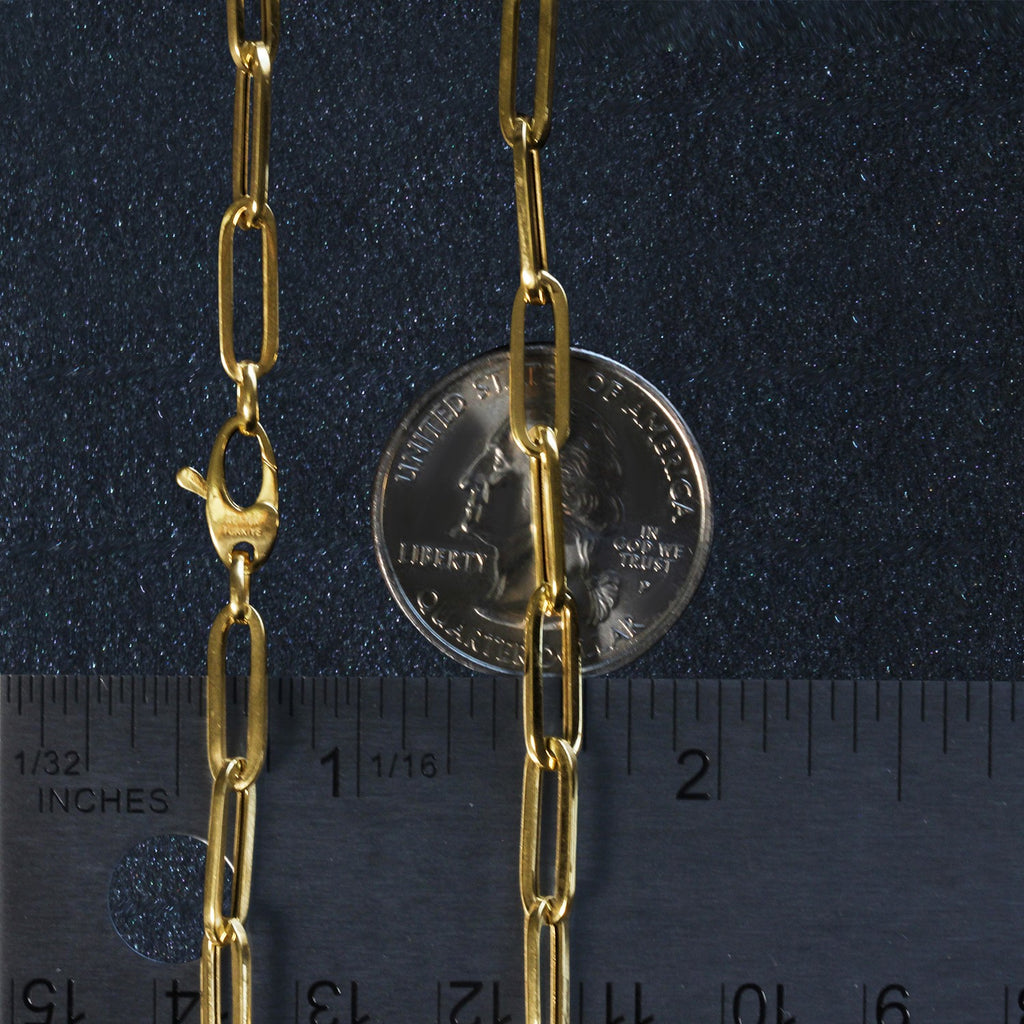10K Yellow Gold Lite Paperclip Chain 4.20mm | Solid Gold, Lobster Clasp