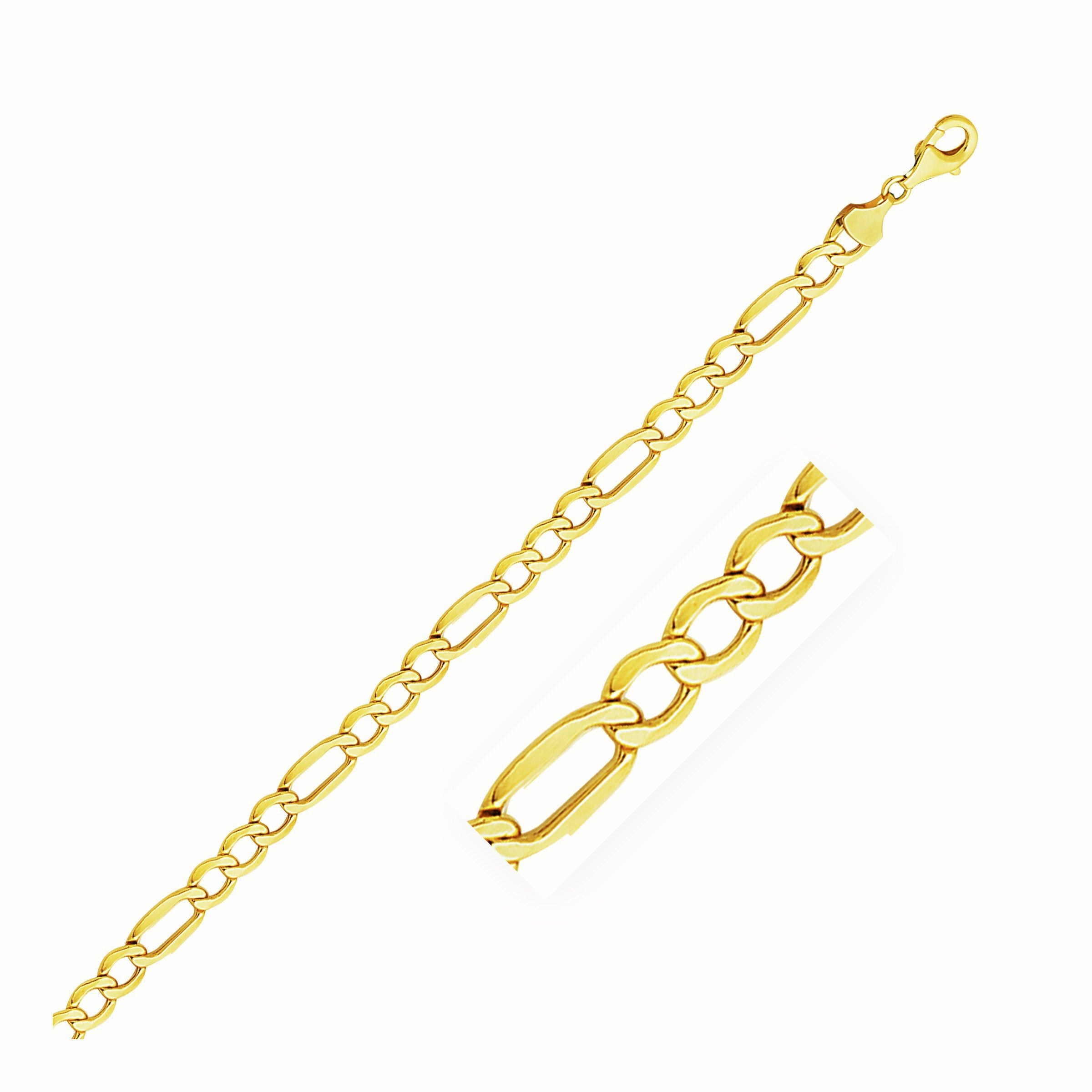 10K Yellow Gold Lite Figaro Chain – 5.60mm, Solid Gold