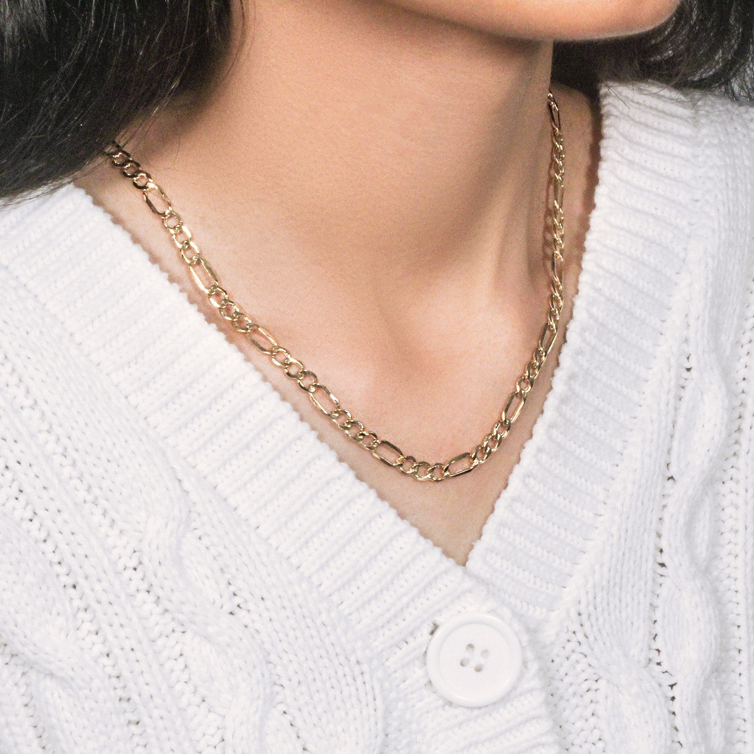 10K Yellow Gold Lite Figaro Chain – 5.60mm, Solid Gold