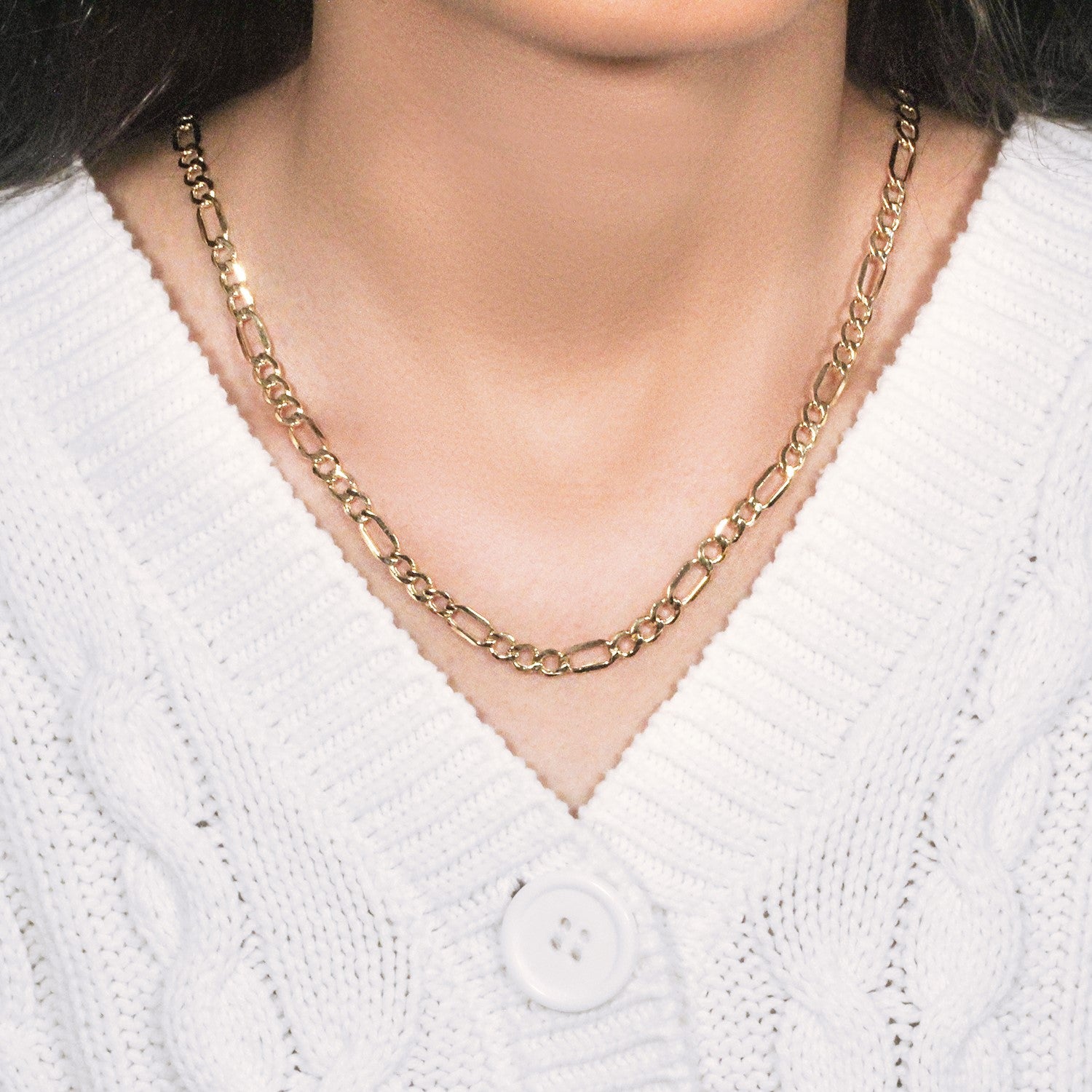 10K Yellow Gold Lite Figaro Chain – 5.60mm, Solid Gold