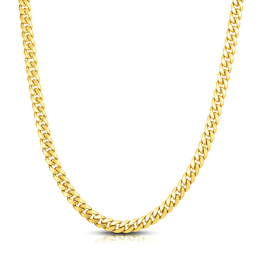14K Yellow Gold Classic Solid Miami Cuban Chain Necklace (7.10mm) – True Pure Gold