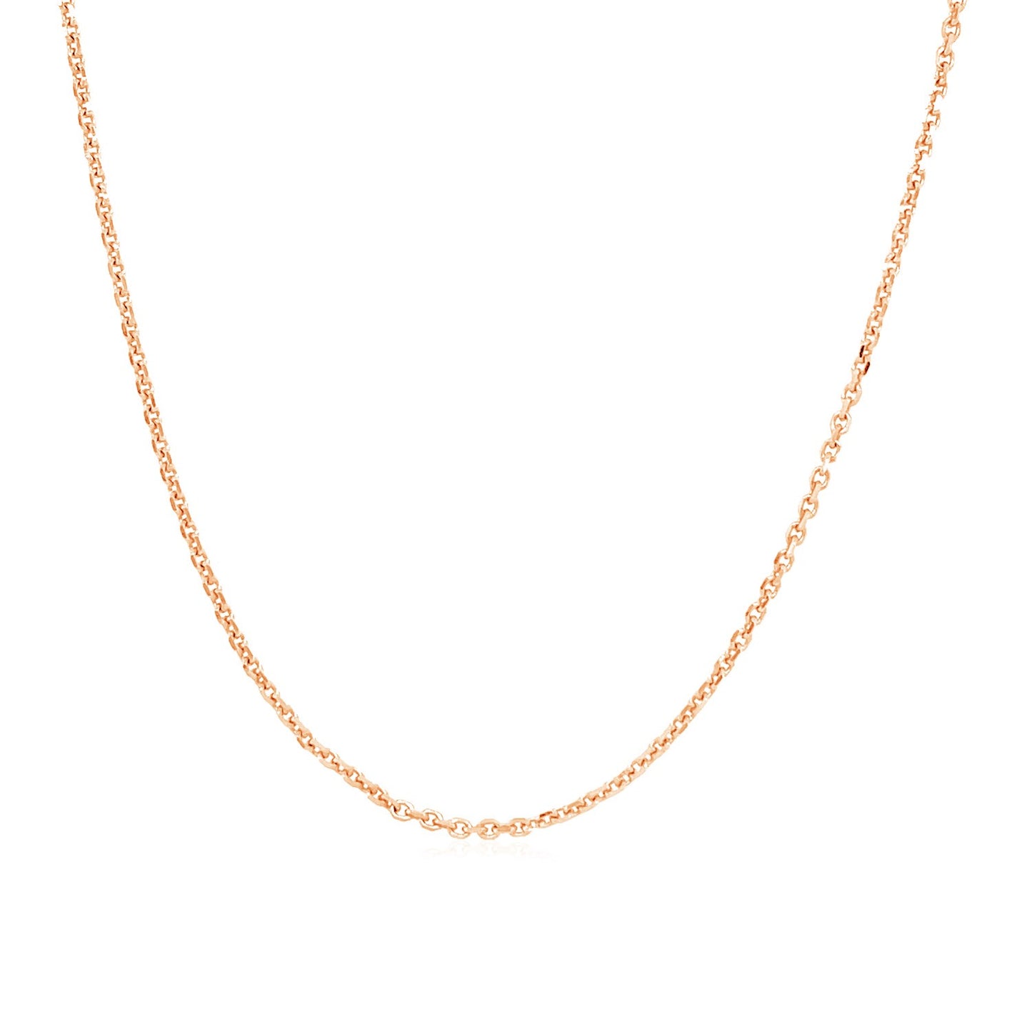 14K Rose Gold Adjustable Cable Chain Necklace with Heart Dangle (1.10 mm)