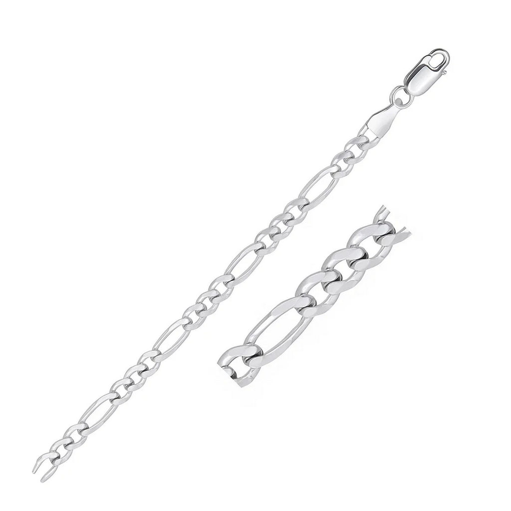 14K White Gold Solid Figaro Chain – 4.50mm, Solid Gold