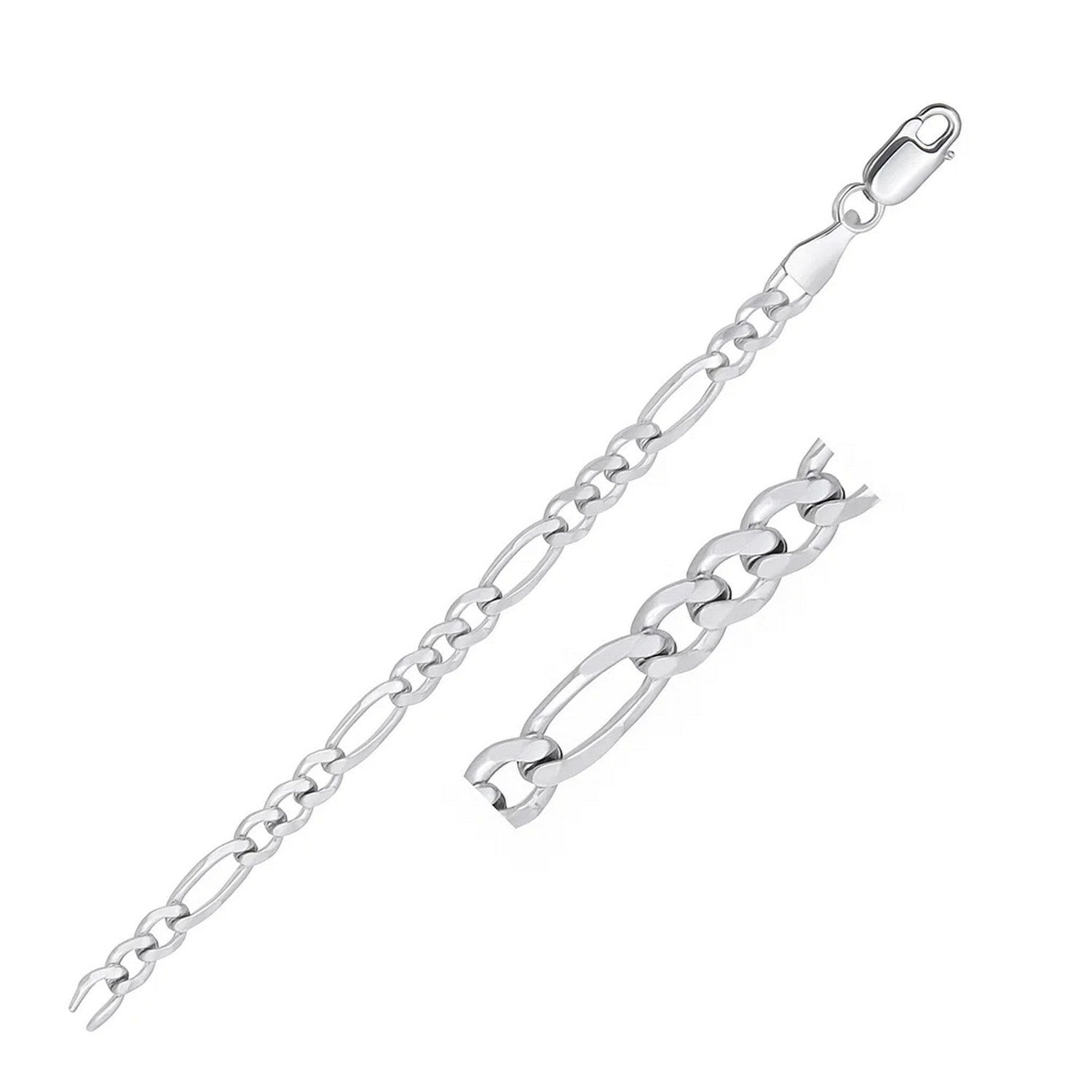 14K White Gold Solid Figaro Chain – 4.50mm, Solid Gold