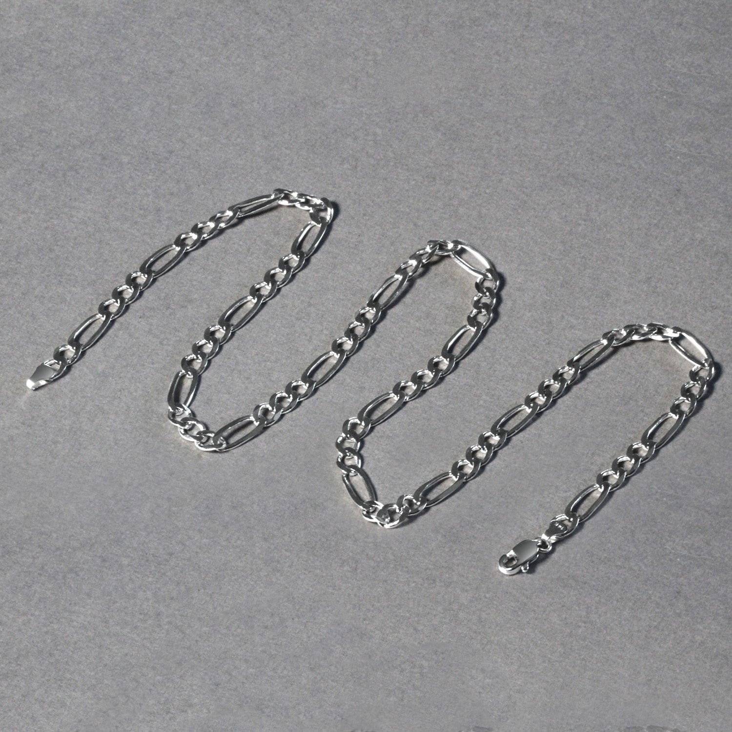 14K White Gold Solid Figaro Chain – 4.50mm, Solid Gold