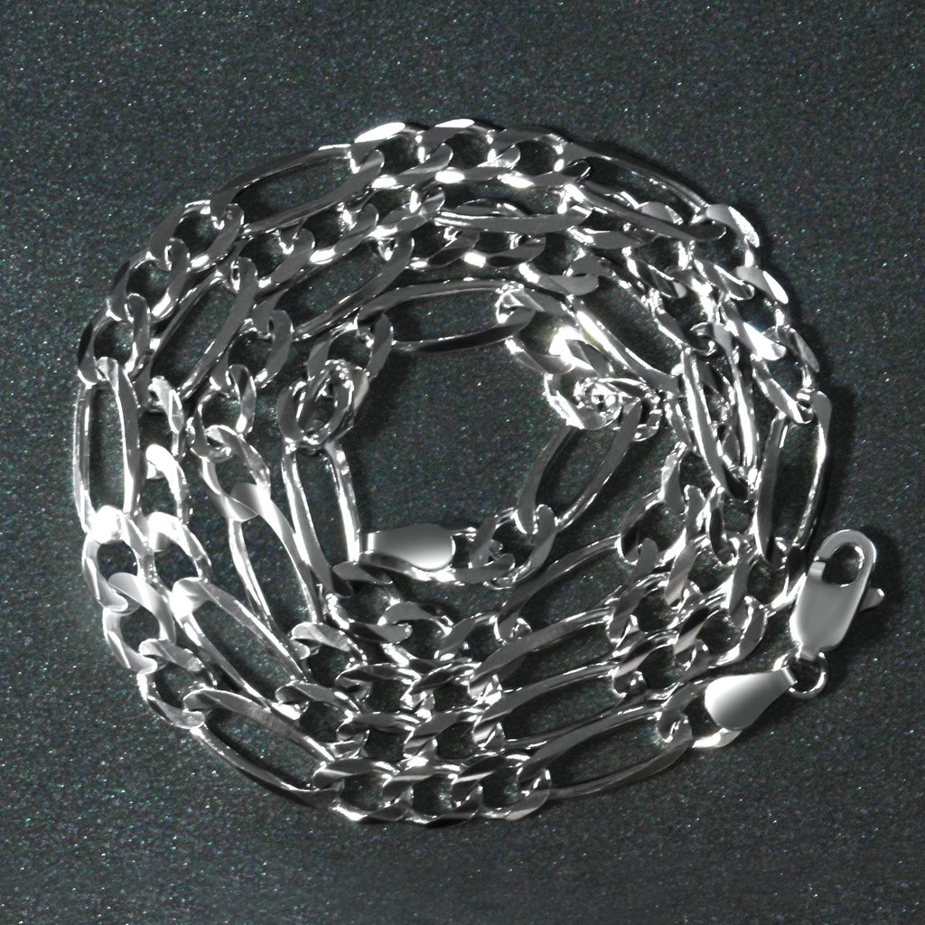 14K White Gold Solid Figaro Chain – 4.50mm, Solid Gold