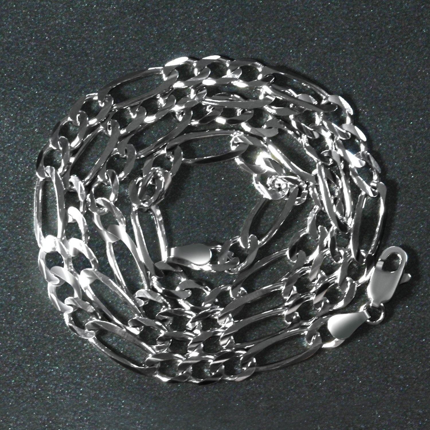 14K White Gold Solid Figaro Chain – 4.50mm, Solid Gold