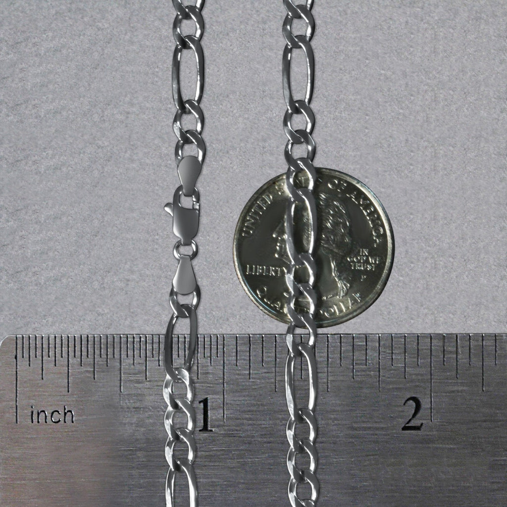 14K White Gold Solid Figaro Chain – 4.50mm, Solid Gold