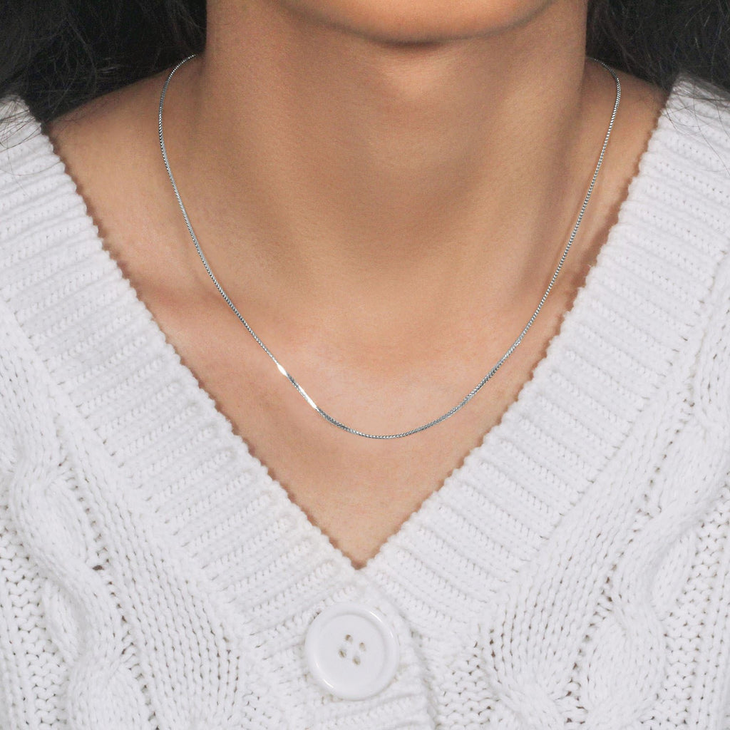 14K White Gold Franco Chain Necklace (0.90mm)