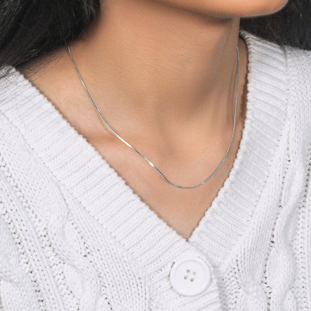 14K White Gold Franco Chain Necklace (0.90mm)