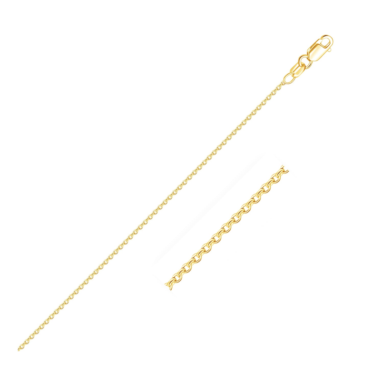 14K Yellow Gold Oval Cable Link Chain Necklace (1.20 mm)
