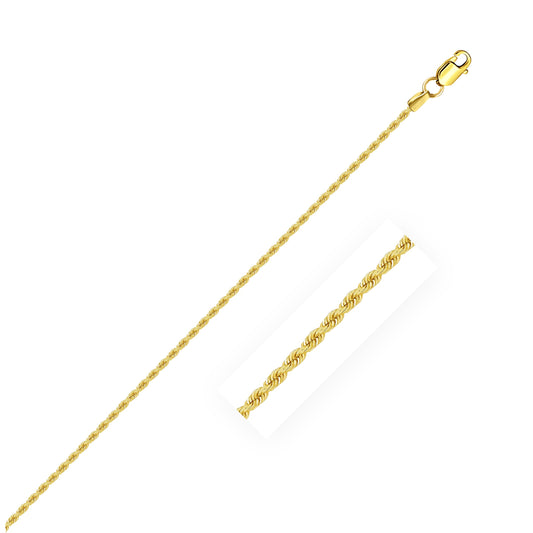 14K Yellow Gold Solid Rope Chain Necklace (1.30mm)
