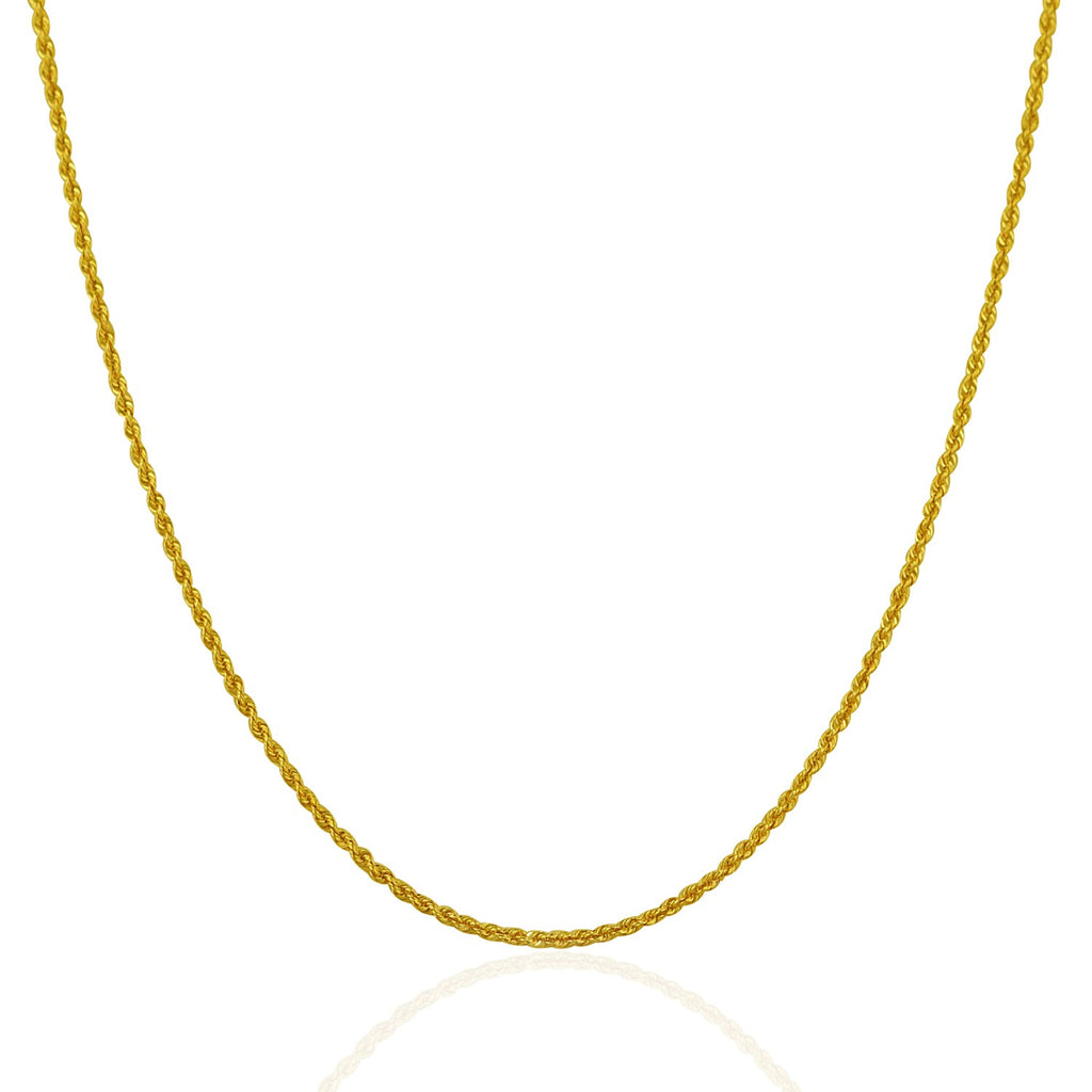 14K Yellow Gold Solid Rope Chain Necklace (1.30mm)