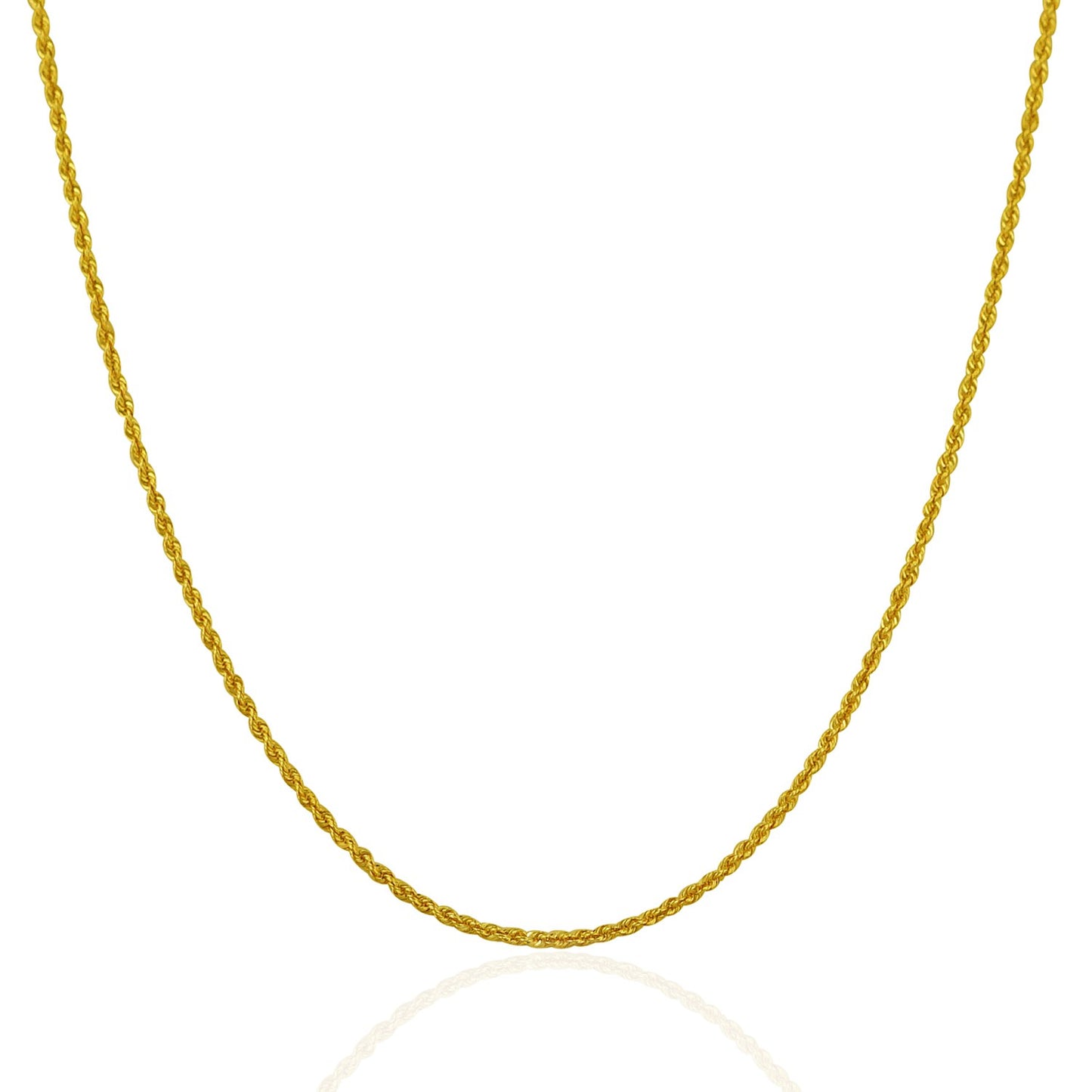 14K Yellow Gold Solid Rope Chain Necklace (1.30mm)
