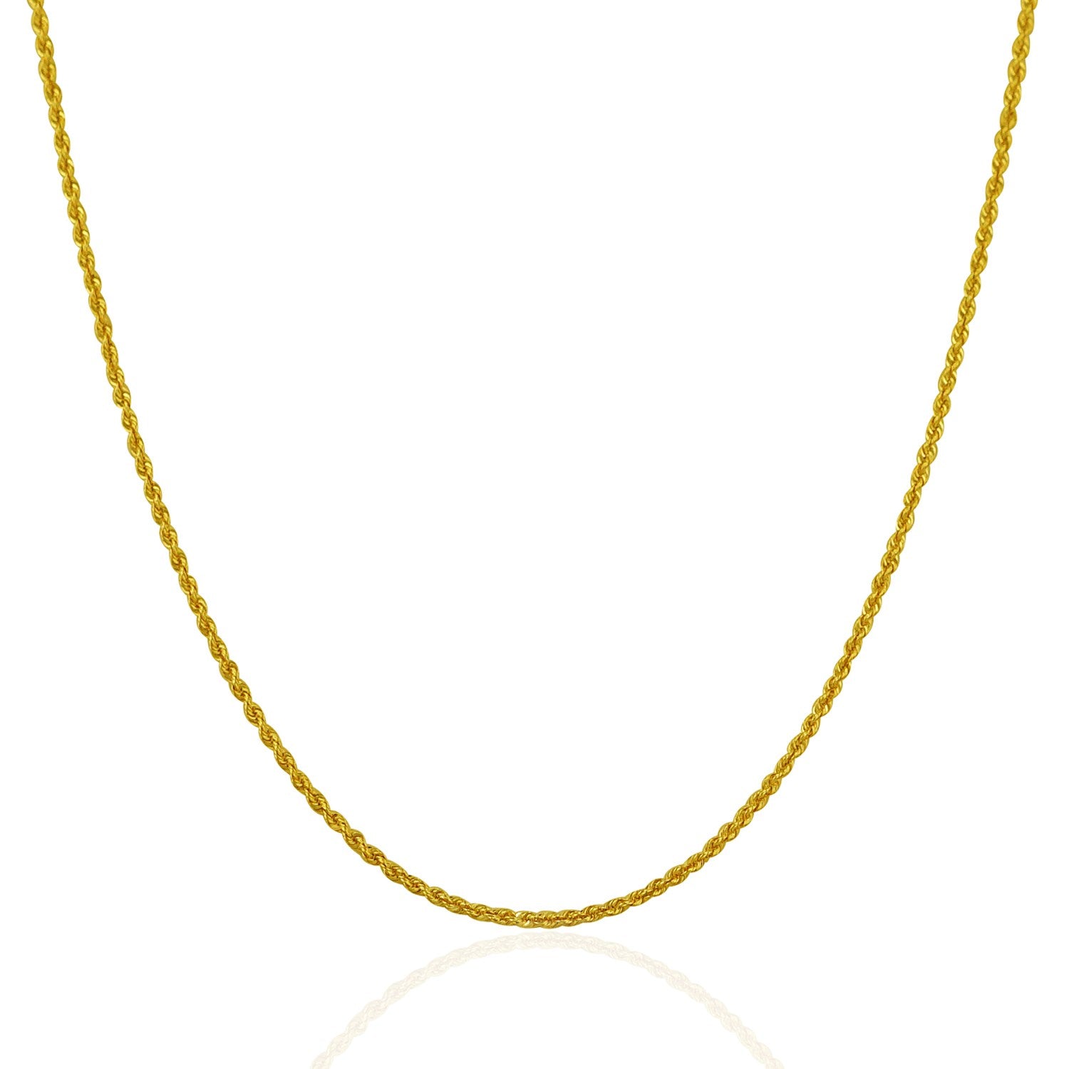 14K Yellow Gold Solid Rope Chain Necklace (1.30mm)