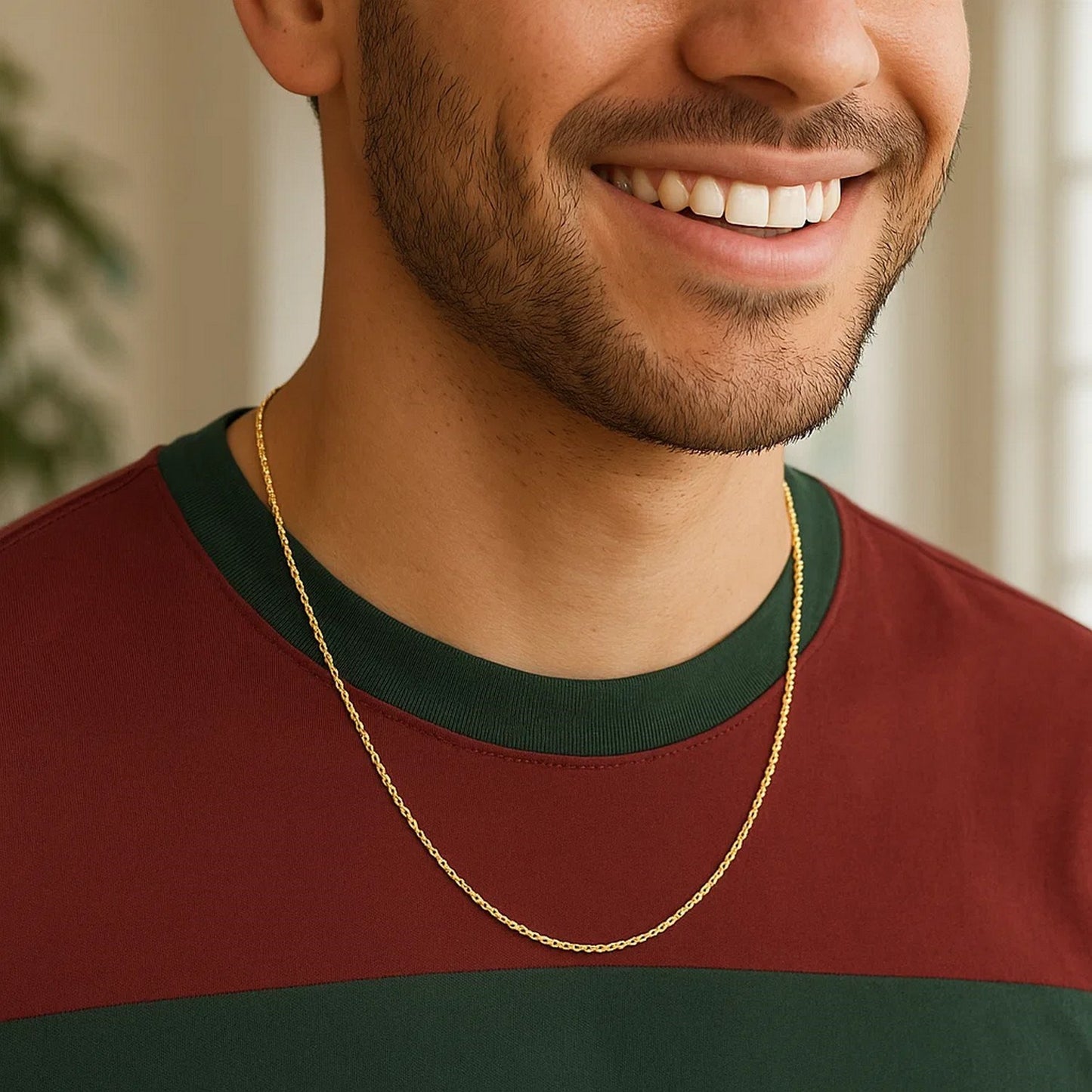 14K Yellow Gold Solid Rope Chain Necklace (1.30mm)