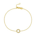 14K Yellow Gold Diamond Circle Bracelet, 7.25"