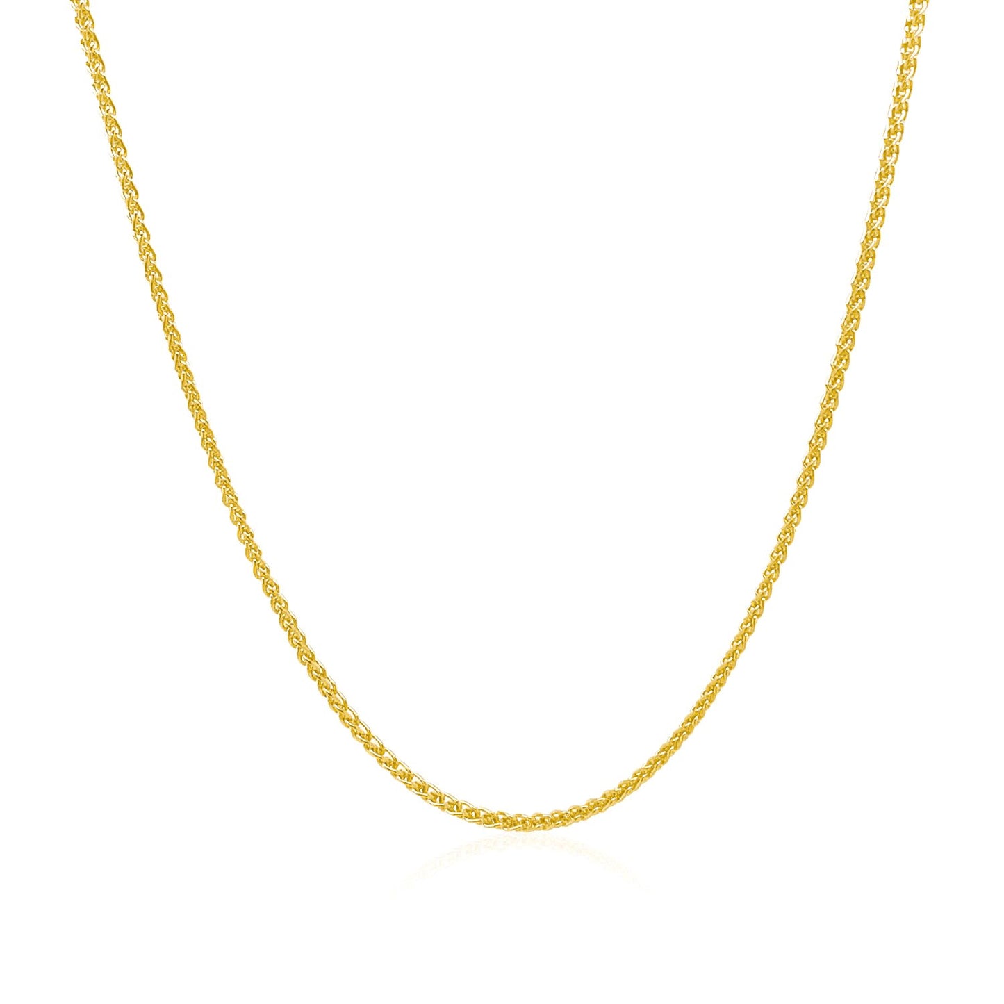 14K Yellow Gold Diamond Cut Round Wheat Chain Necklace (1.20 mm)