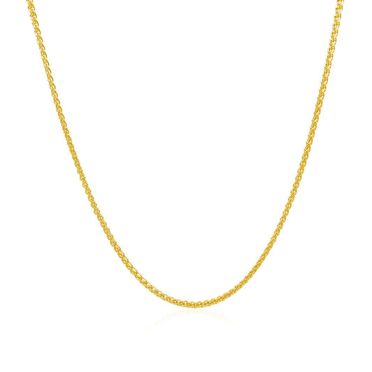 14K Yellow Gold Diamond Cut Round Wheat Chain Necklace (1.20 mm)